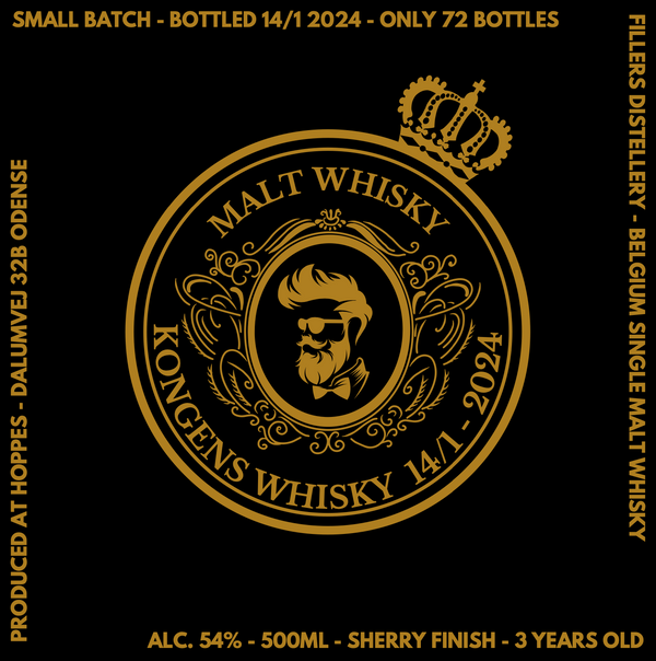 Kongens Whisky - Fillers Distillery 54% aftappet d. 14/1 - 2023 50 cl.
